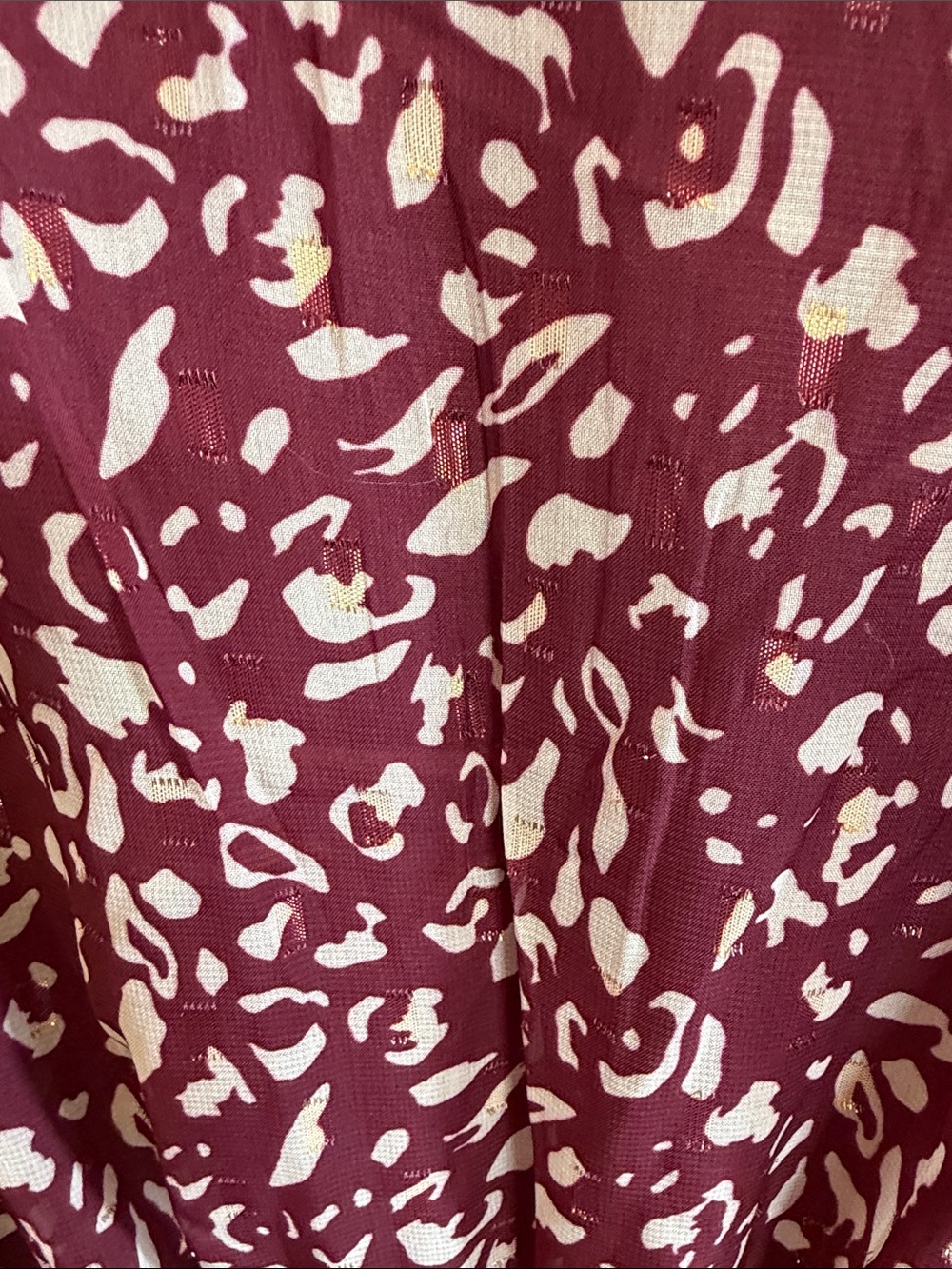 Flying Tomato Burgundy Abstract Animal Print Ruffle Wrap Dress NWOT Size S - Picture 4 of 10